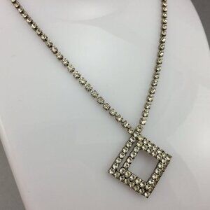 Vintage Diamante Pendant Necklace Cocktail Sparkler